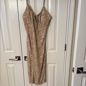 No Boundaries Tan Paisley Midi Dress